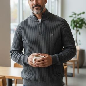 Express Men's Charcoal Zip-Up Sweater